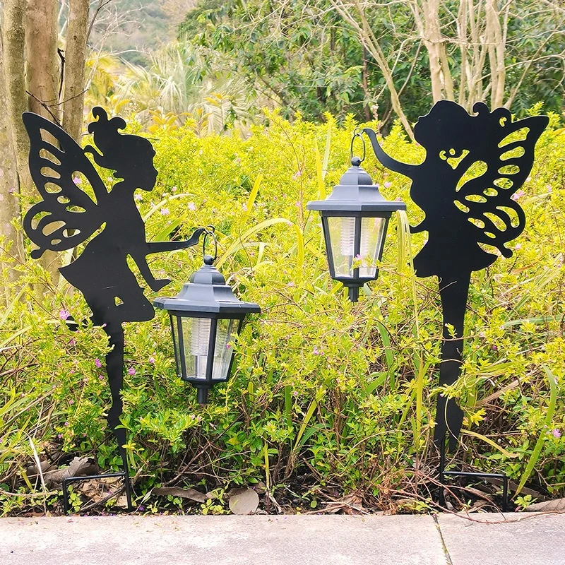2Pcs Outdoors Solar Lights Gardens Floor Insertion Courtyard Iron Flower Fairy Lawns Villa Atmosphere Party Holiday Decor Lamps