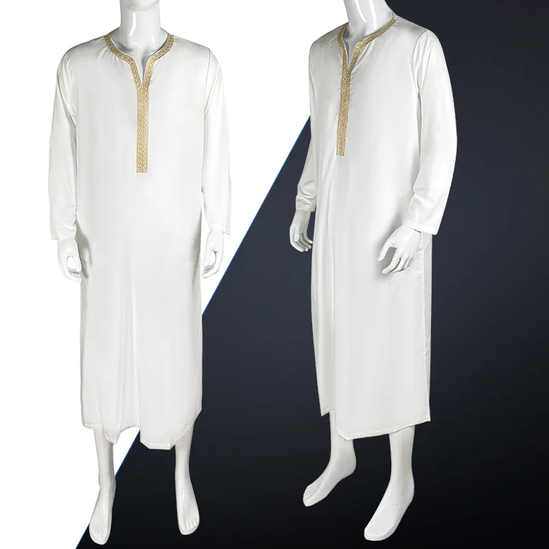 

Muslim Fashion Men's Robe Abaya Pakistan Long Sleeve Arabic Loose Ropa Islamica Hombre Kaftan Jubba Thobes Islamic Clothing