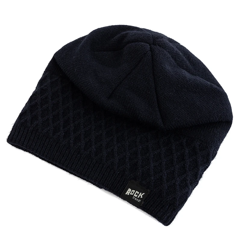 Unisex Beanie Hat Plush Fleece Warm Cap Rock Letter Soft Winter Hat Men Women Outdoor Thicken Ski Sports Knitted Hat