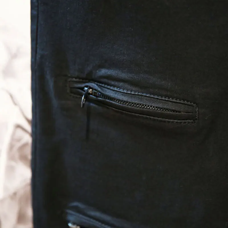 Men Jeans Pants Korean Zipper Patchwork Men Zip Pants Denim Straight Pant Male Streetwear Hip Hop Vintage Fashion Jeans Trousers 3