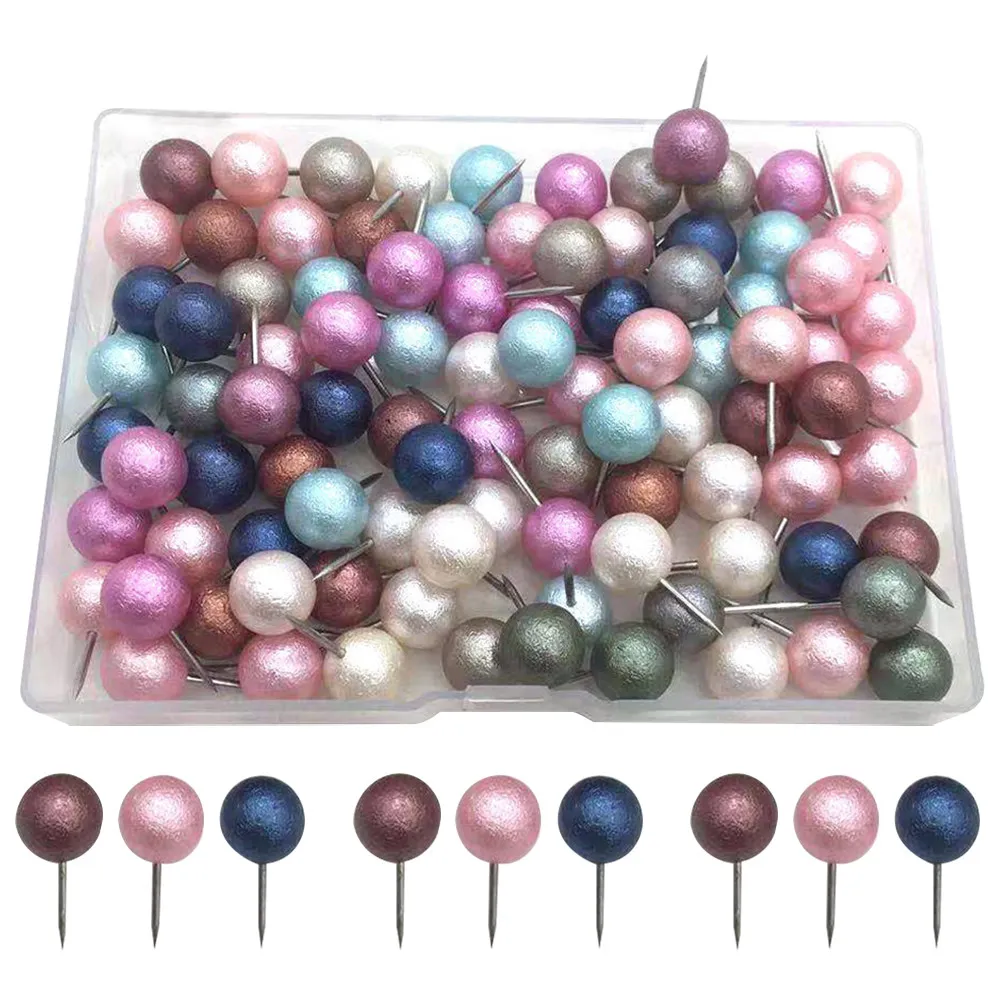 100Pcs 볼 헤드 압정 내마모성 지도 푸시 핀 지도 표시용 사무실 포스터 고정 장식 DIY 공예 용품