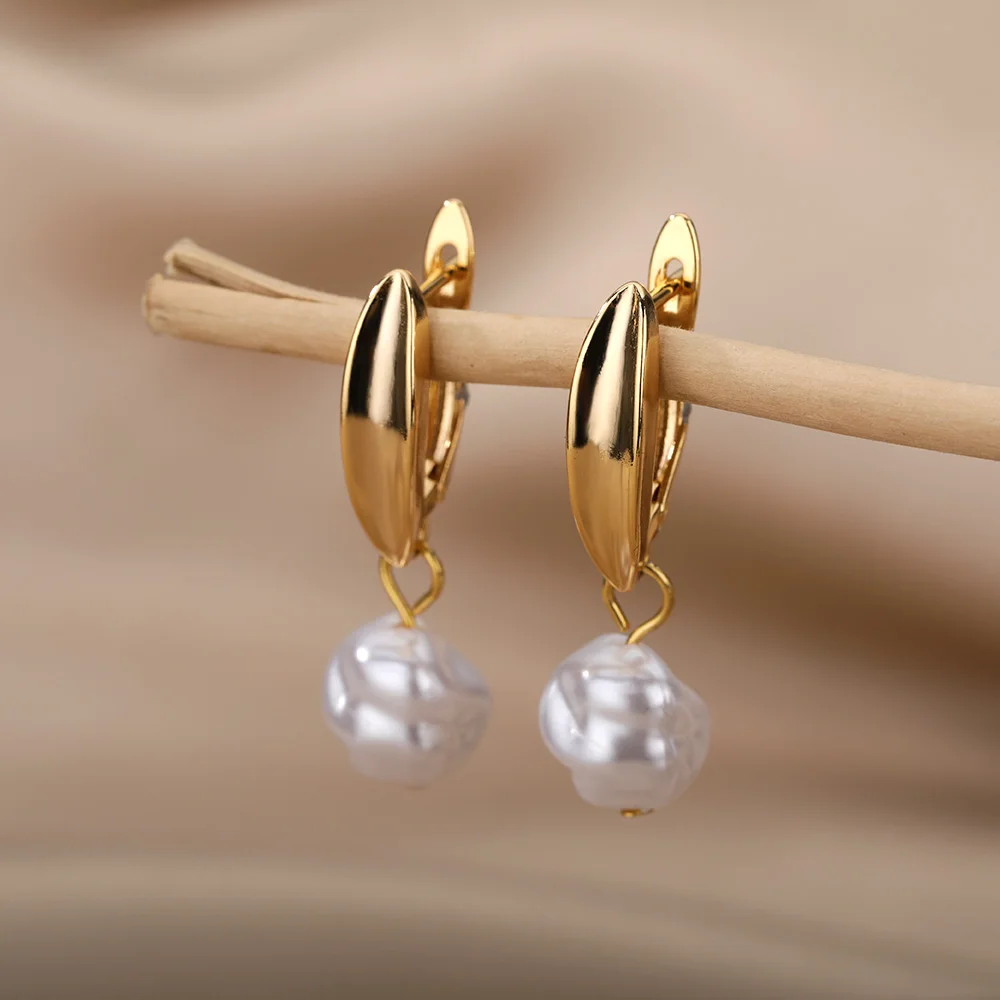 Circle Earrings For Women Vintage Punk Baroque Pearl Earrings Stainless Steel Ear Clip Women Jewelry Imitation Pearl Gift Mujer