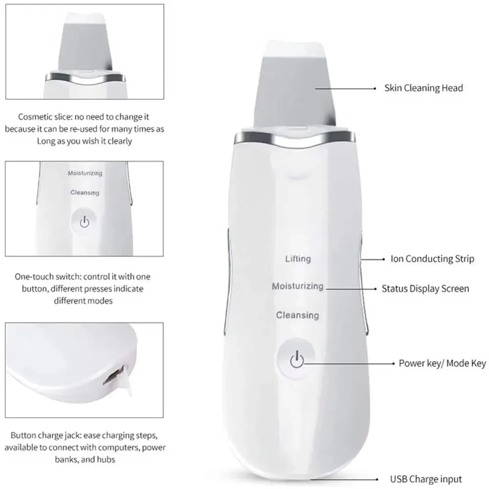 Skin Scrubber Remove Vibrate Deep Face Cleaning Dirt Blackhead Reduce Wrinkles Facial Lifting Peeling Tool Not Ultrasonic Shovel 5