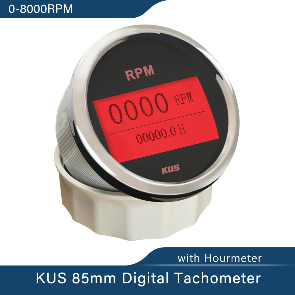 Tachometer Gauge Engine Tachometer Tachometer Meter Engine Hour Meter 85mm Tachometer RPM Gauge Hour Meter 0-3000 RPM 0-4000 0-6000 0-8000 12V/24V Backlight For Car Boat