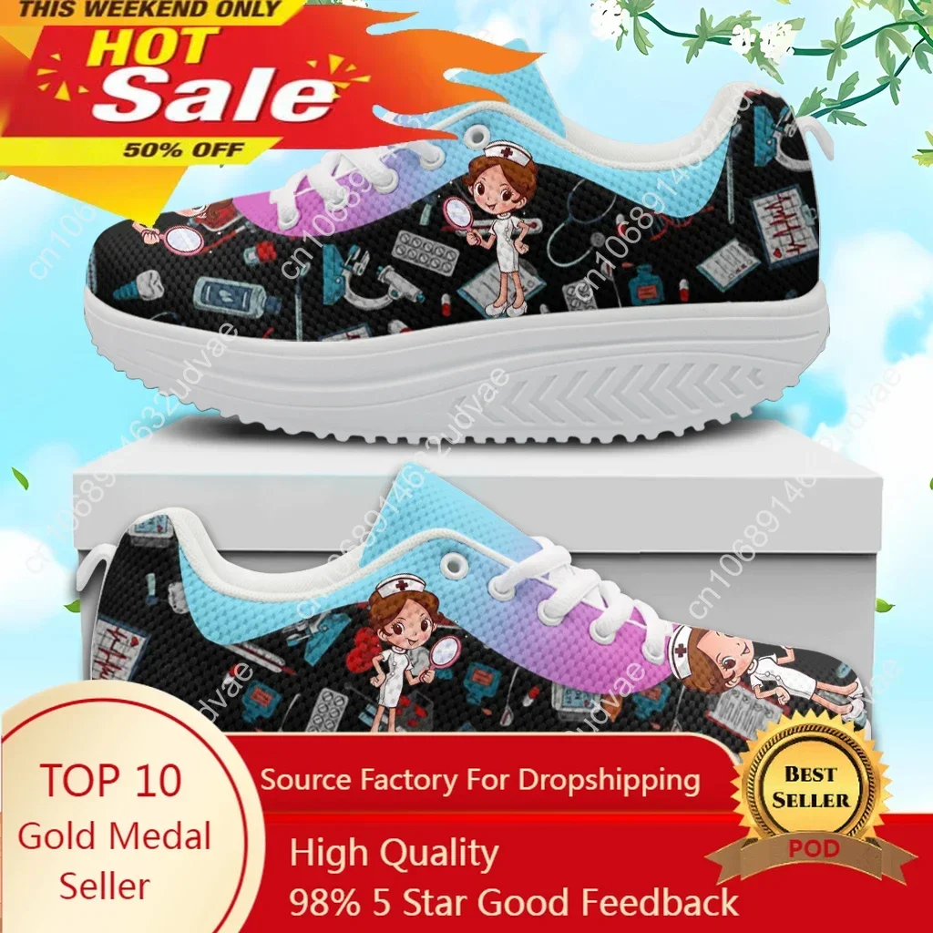 Fashion Women's Nurse Shoes Non-Slip Soft Platform Sneakers Medical Assitant Pattern Air Cushion Footwear Zapatos