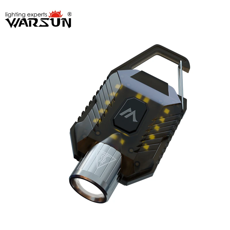  Warsun Keychain Flashlight Type-C Rechargeable Battery Aluminium Alloy PC 800Lm Portable Warning Outdoor Lighting Flood Light 