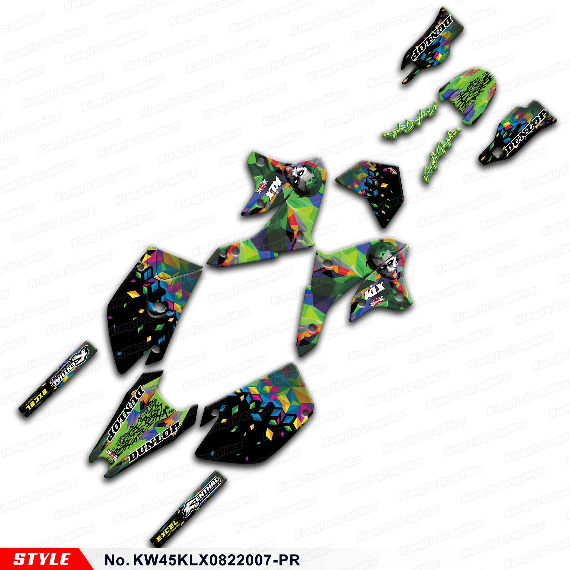 

Прочные виниловые наклейки для мотоциклов Kawasaki KLX450R 2008-2024, KW45KLX0822007-PR