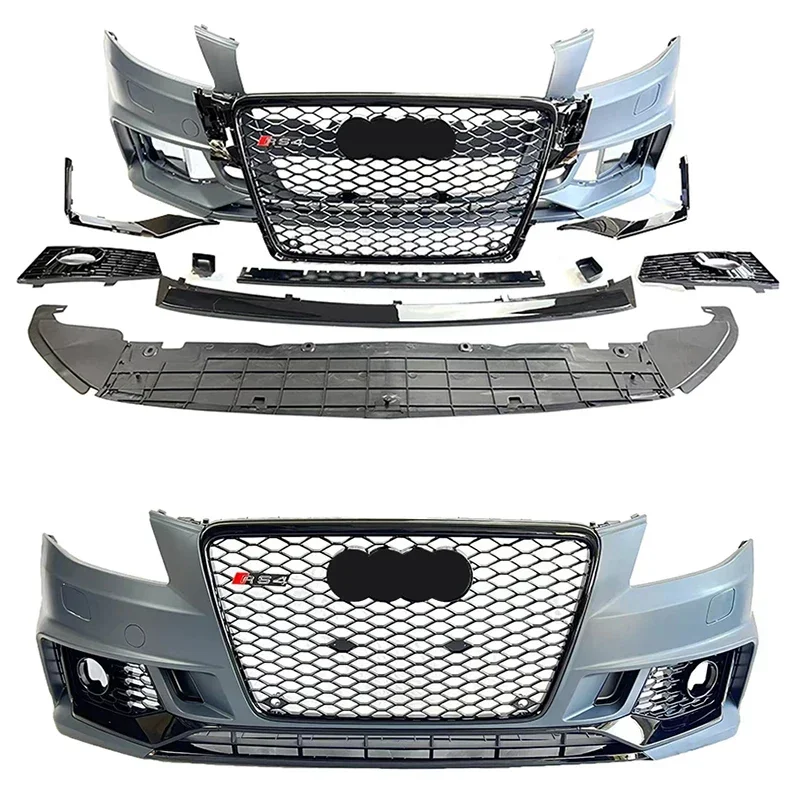 

Hot Sale Auto Parts A4 B8 Body Kit Upgrade To B9 Style RS4 Front Bumper With Grille For Audi RS4 B8 Car Bodykit 2008-2012