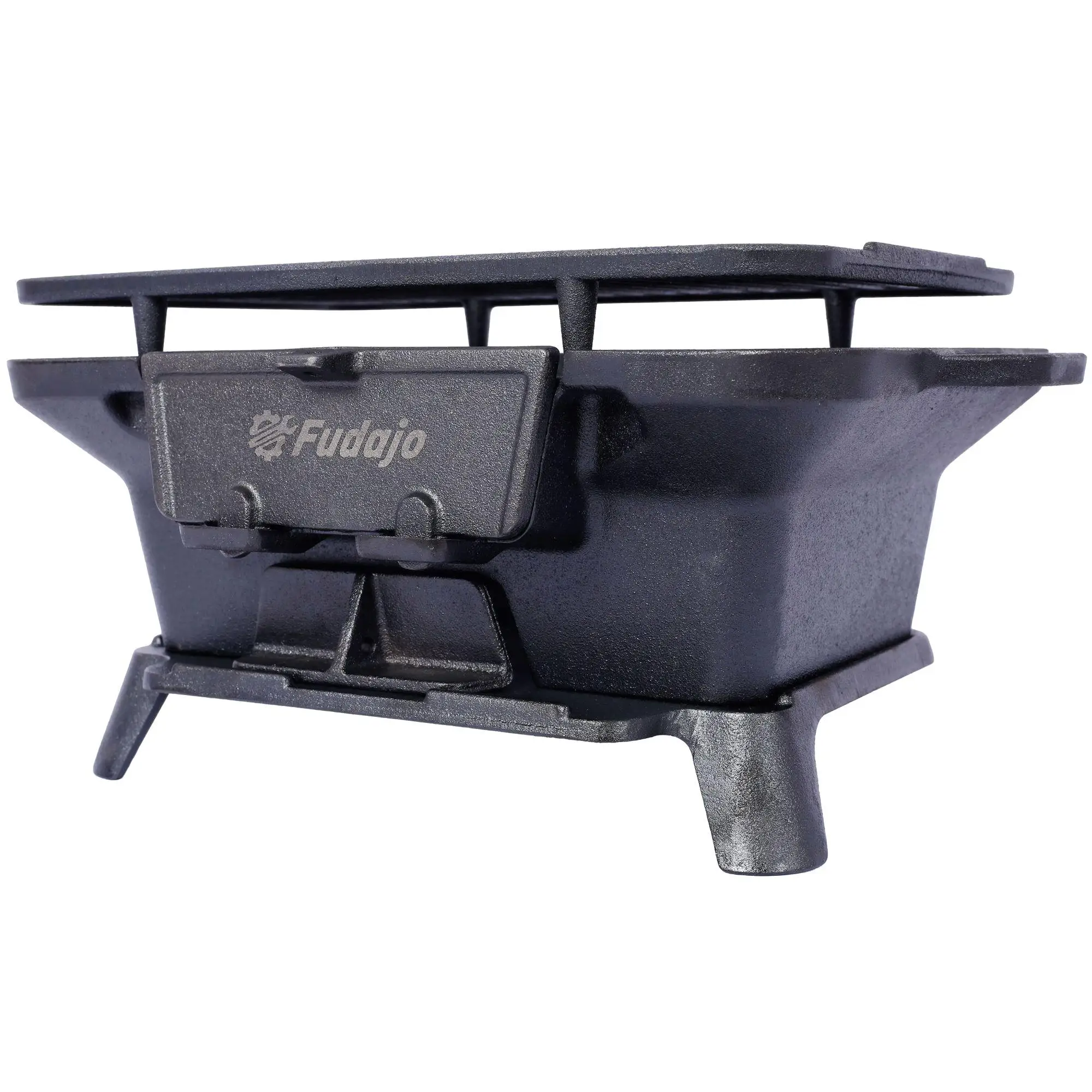 Portable Oval Cast Iron Grill-Enameled Charcoal BBQ for Outdoor Cooking, Durable Tabletop Hibachi Skillet & Camping Stove