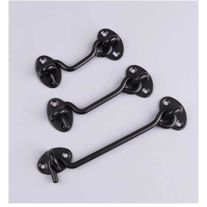Heavy Stainless Steel Duty Privacy Hook and Eye Latch Lock with Screws Black Silver Barn Door Easy Locks Gate Latch Window Wind