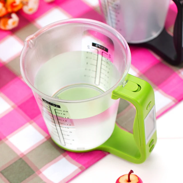 Electronic Measuring Cup Plastic Tool Graduated Digital Jug With Scales  Kitchen Beaker Weigh Temperature Measurement LCD Display
