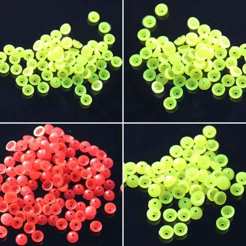 100pcs Luminous Half Round Stopper Beads Fishing Sea Fishing Floating Tackle Tools Accessories
