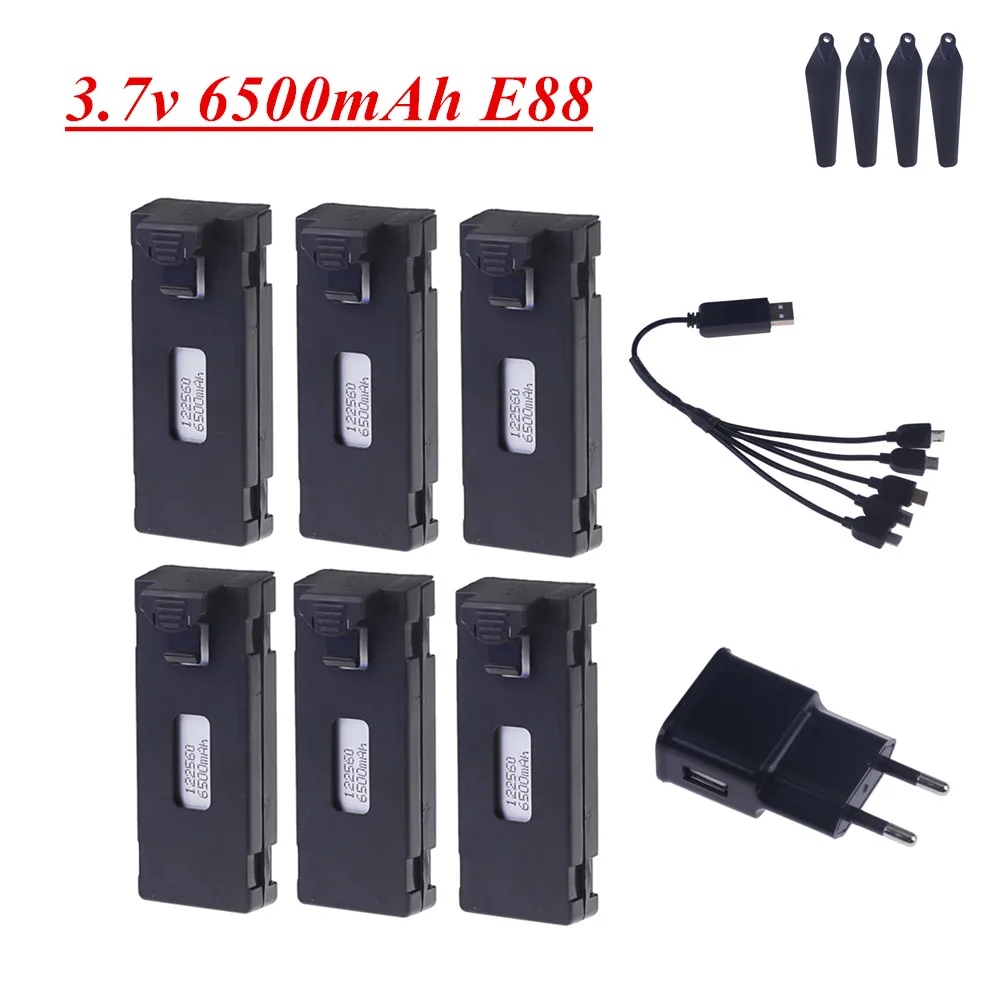 Lot de 1 à 10 Batteries Drone E88 6500mAh + Chargeur