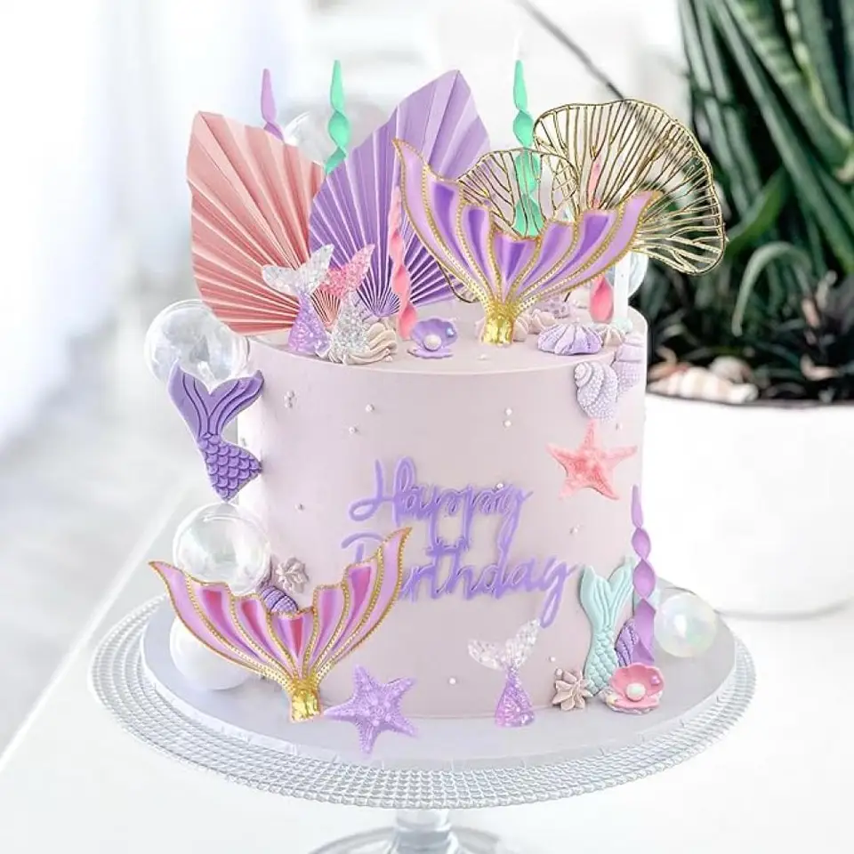 Gyufise 1 topper per torta di buon compleanno con fiocco glitterato per