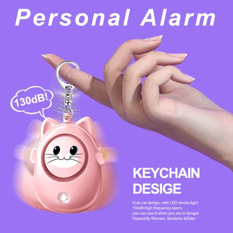 2026 New HOT Cute Cat Personal Alarm, Women's Anti-wolf Artifact, Outdoor Children's and Women's Emergency Self-defense Keychain