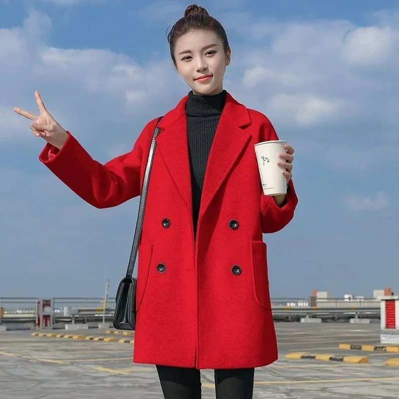 Fashion Woolen Coat Women's Long Section 2024 Autumn And Winter New Korean Version Of Loose Hepburn Wind Cocoon Loose Woolen Coa