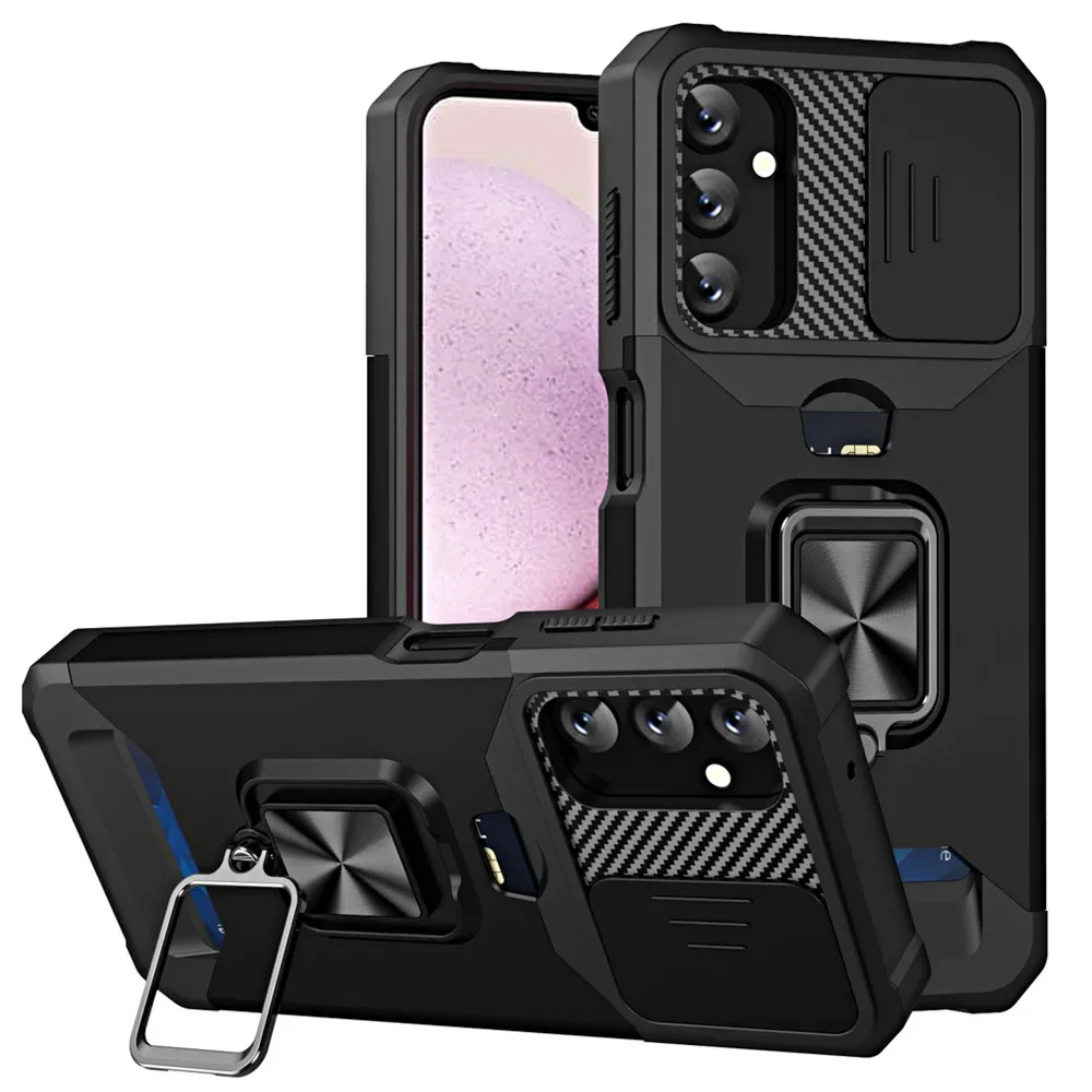 Shockproof Magnetic Card Slot Case with Holder and Cover