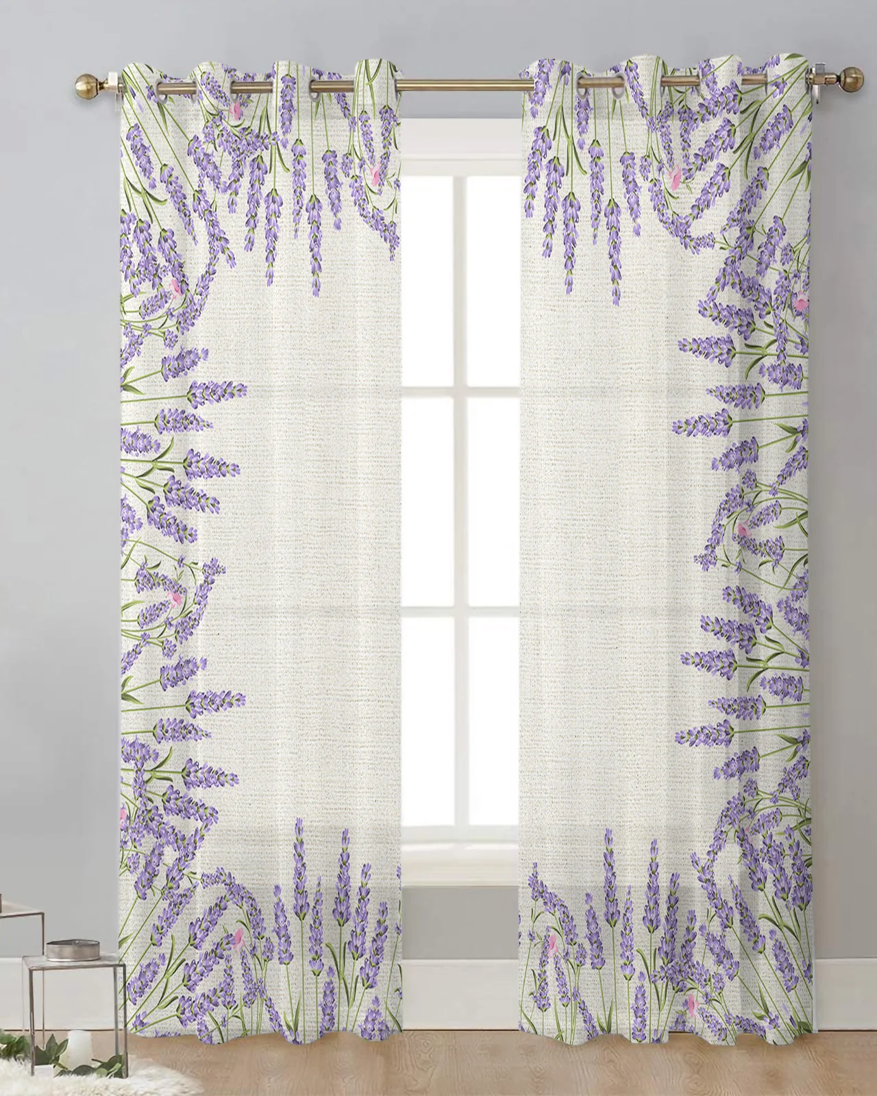 

Тюлевые занавески с цветами лаванды для гостиной, спальни, современные прозрачные шторы, прозрачные Оконные Занавески