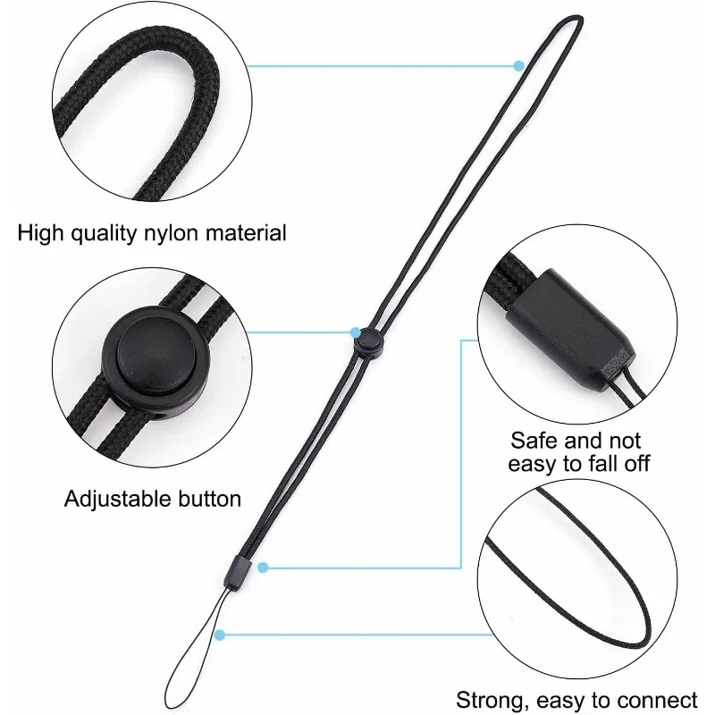 30PCS Anti-Lost Necklace Lanyard Set Include 6PCS Black Neck Lanyard Necklace Straps Pendant and 24PCS 8mm 6 Colors Silicone