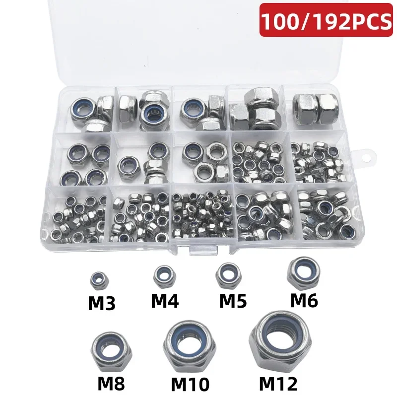 Locking Nuts 100/192 Pieces Stainless Steel Ideal for Locking Washers