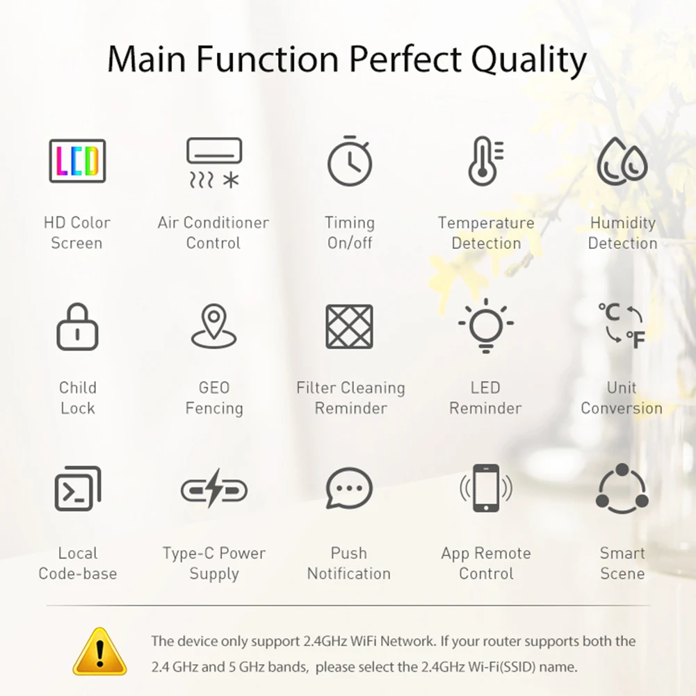 Tuya WiFi Intelligent Air Conditioner Temperature Humidity Infrared Controller Air Conditioning Thermostat Screen Display