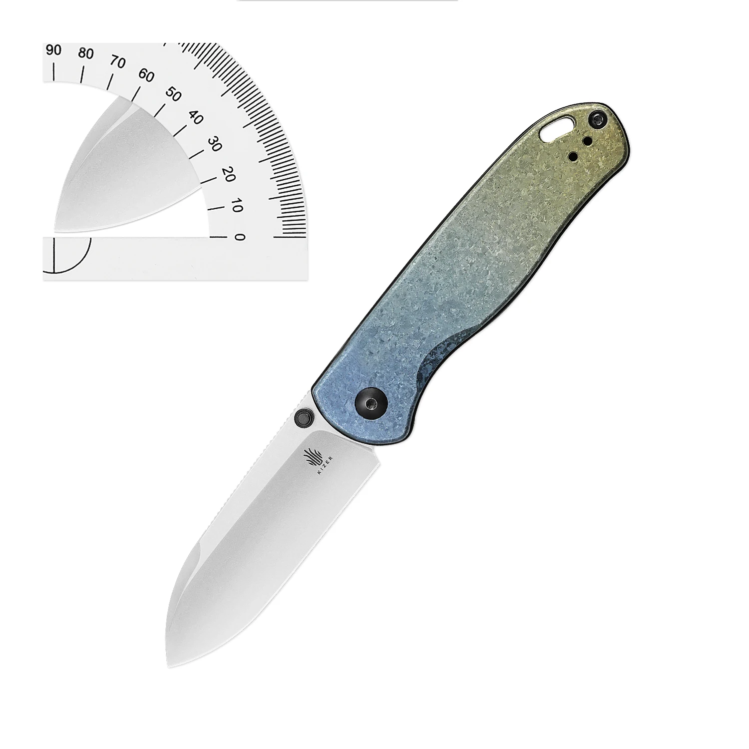 Kizer Survival Knife Drop Bear Ki3619A3 2023 New Titanium Handle LC200N Steel Blade Outdoor Camping Knife with Deep Carry Clip 2