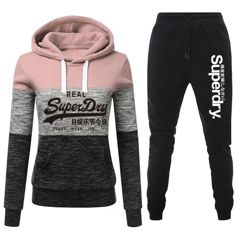 Winter Tracksuits Women 2 Piece Set Fleece Hoodies Sweatshirts Sweatpants Jogging Pants Suit Outfits Women Clothing Sweatsuits grey hoodie Hoodies & Sweatshirts