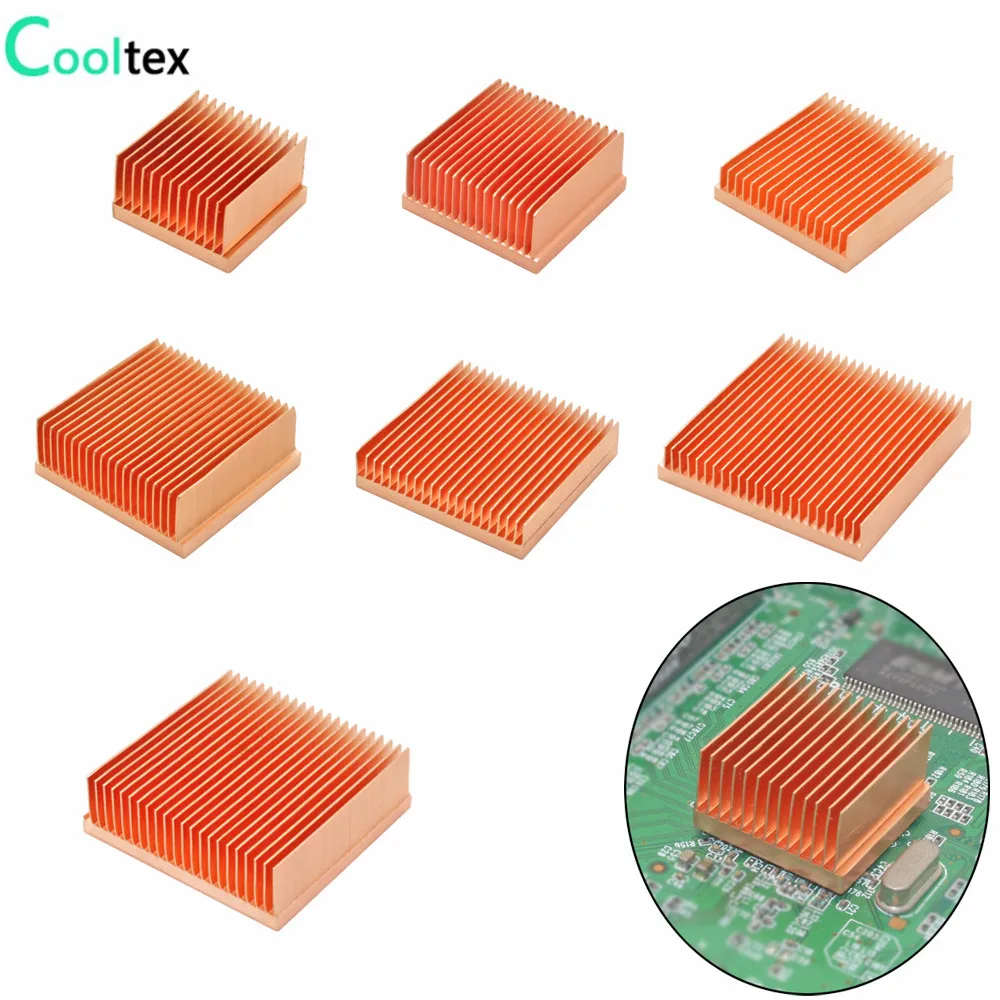 Dissipador de Cobre Puro para Chip Eletrônico Skiving Fin Dissipador de Calor Refrigerador do Radiador Raspberry pi Dissipação de Calor de Refrigeração Diy