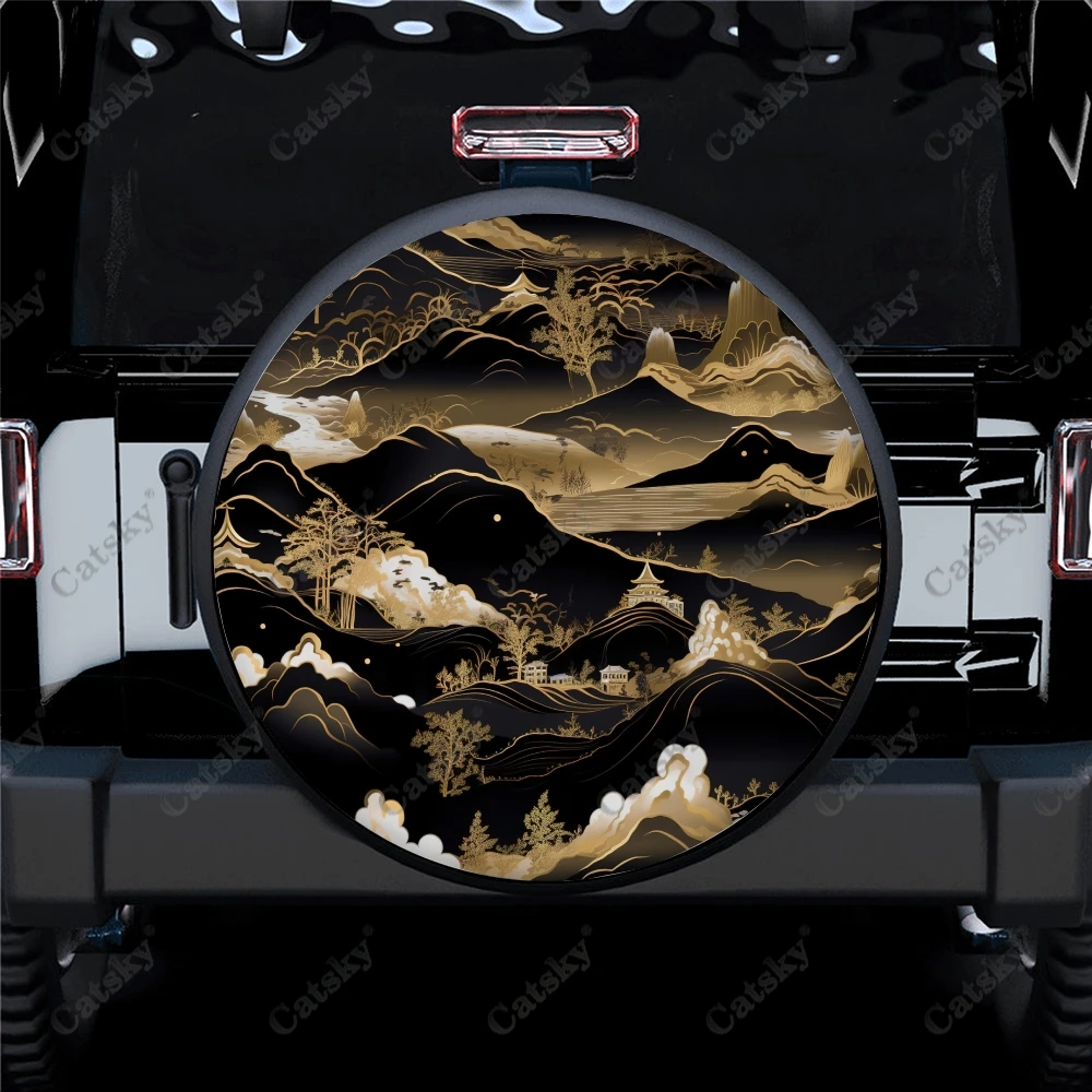 

Универсальная крышка для запасных колес, полиэстеровый чехол в китайском и японском стиле с восточным рисунком, для трейлеров, домов на колесах, внедорожников, грузовиков, кемперов