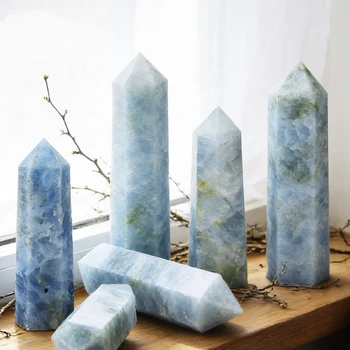 Natural Celestite Crystal Point Single Terminated Celestine Hexagonal Column for Calming Energy Meditation Spiritual Decor 1