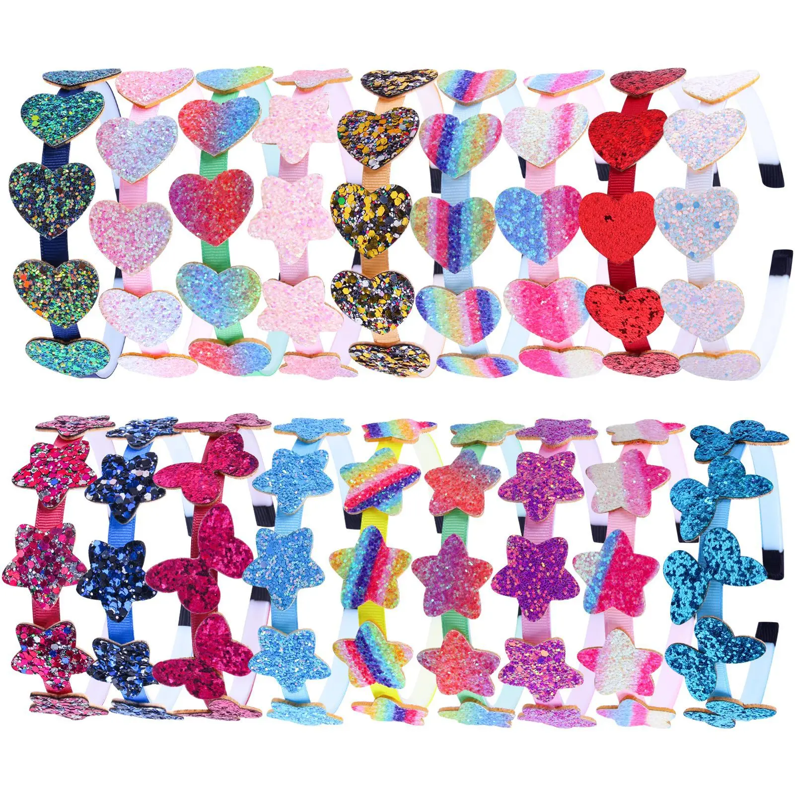

Glitter Heart Bayby Girls Headbands Rainbow Star Butterfuly Hariband for Children Kids Hair Accessories