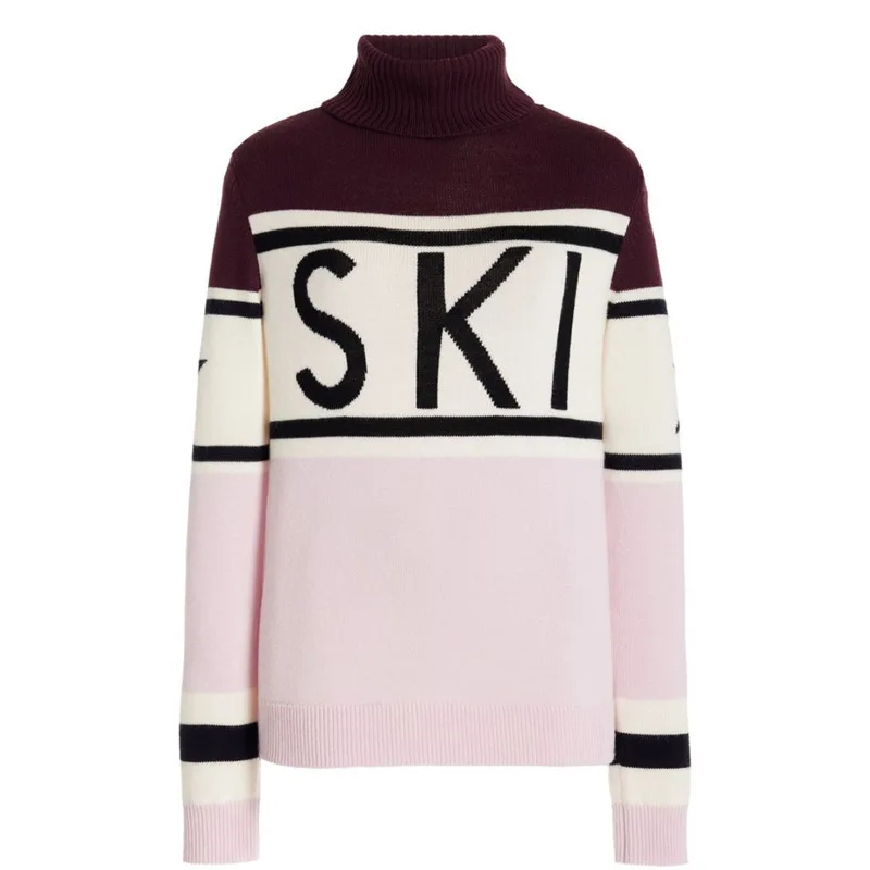 Turtleneck High Street Knitted Sweaters Letter Printed Elegant Slim Pullovers Patchwork Harajuku Thick Jumpers Women's Sweaters 5