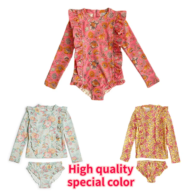 Girls' Long sleeved Swimsuit 2023 Summer Holiday Beach Split Sunscreen
