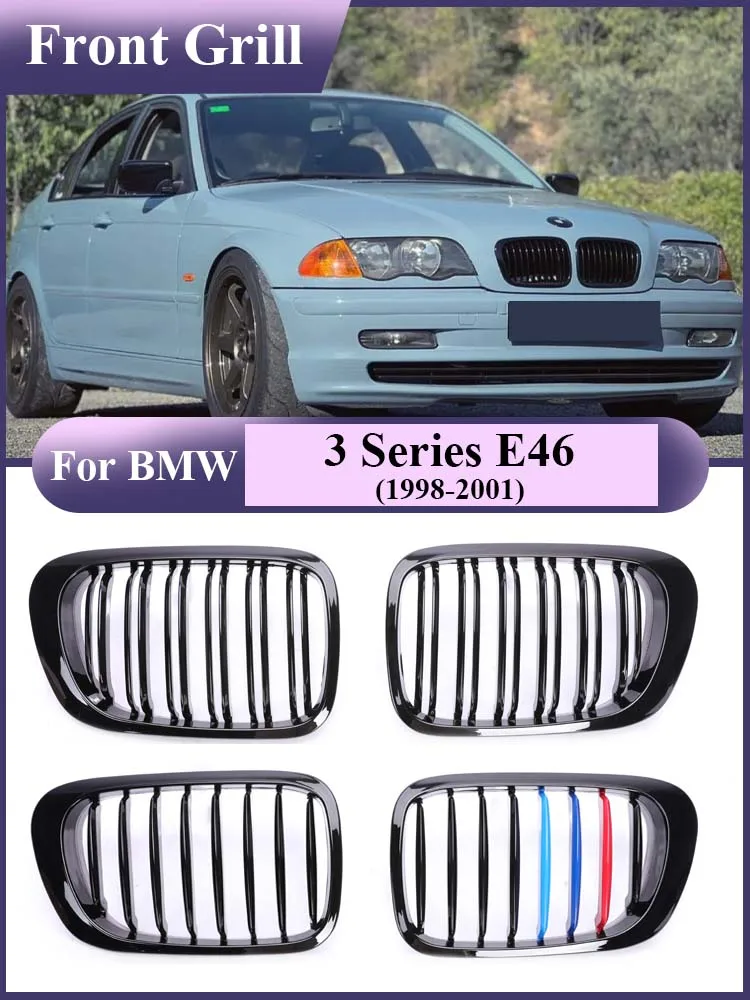 

Low Bumper Kidney Radiator Racing Grill for BMW 3 Series E46 1998-2001 Carbon M Color Grille Parts 2/4 Doors 325i 320i 330i