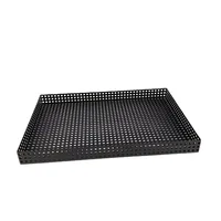 Modern simple hollow tray rectangular black metal living room coffee table tea tray decorative ornament soft decoration jewelry 1