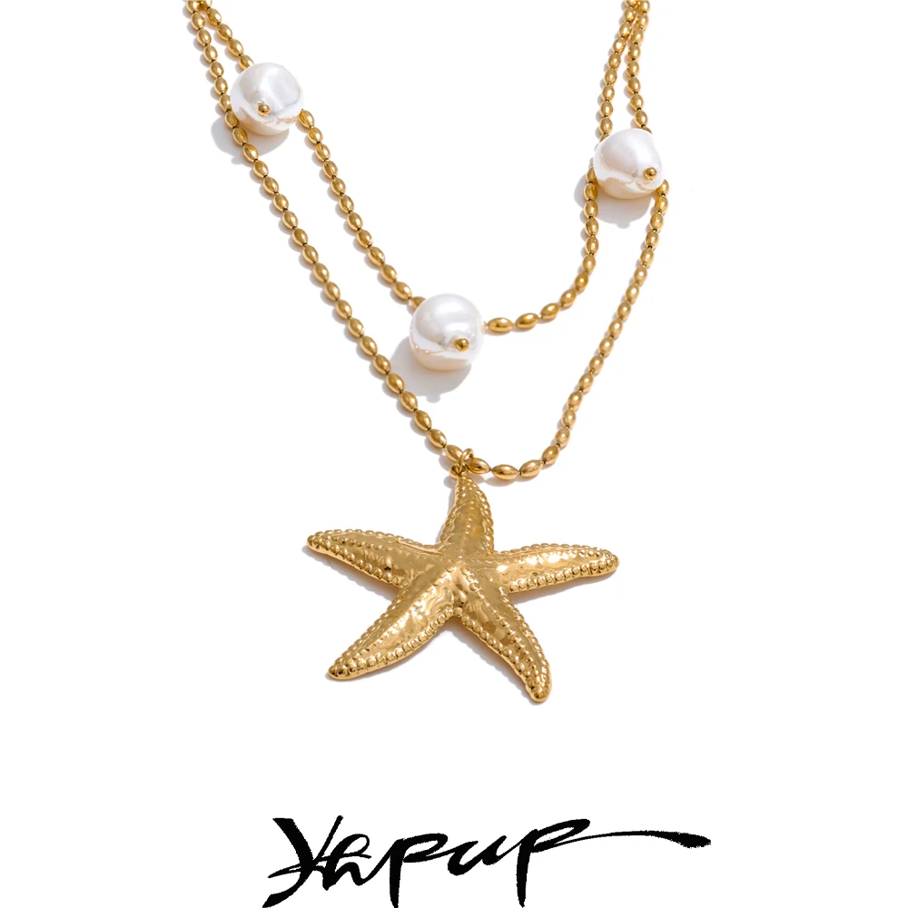 Yhpup Necklace Double Layer Waterproof for Women