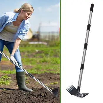 Full Steel Dual-Head Hoe with Adjustable Handle for Gardening & Weeding 1