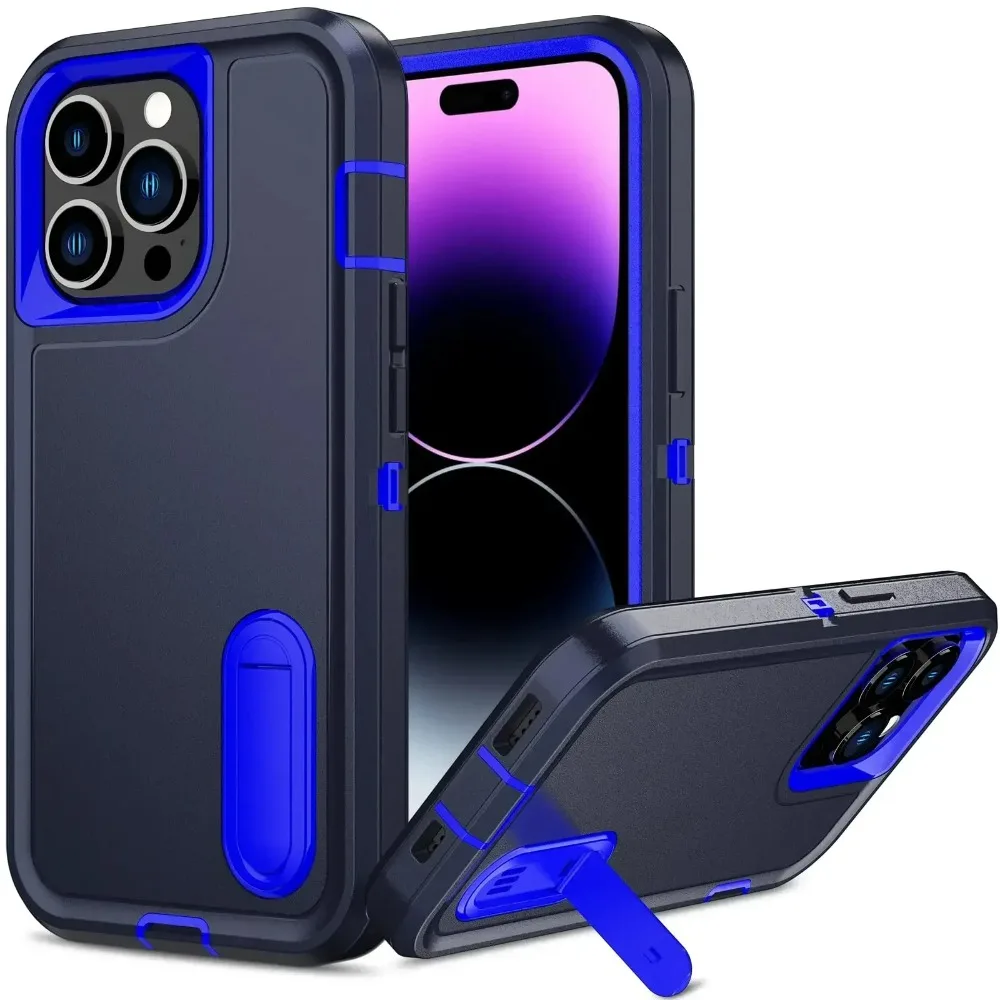 Premium Rugged 3-in-1 Armor Bracket Case - Military Grade Shockproof TPU Protective Cover