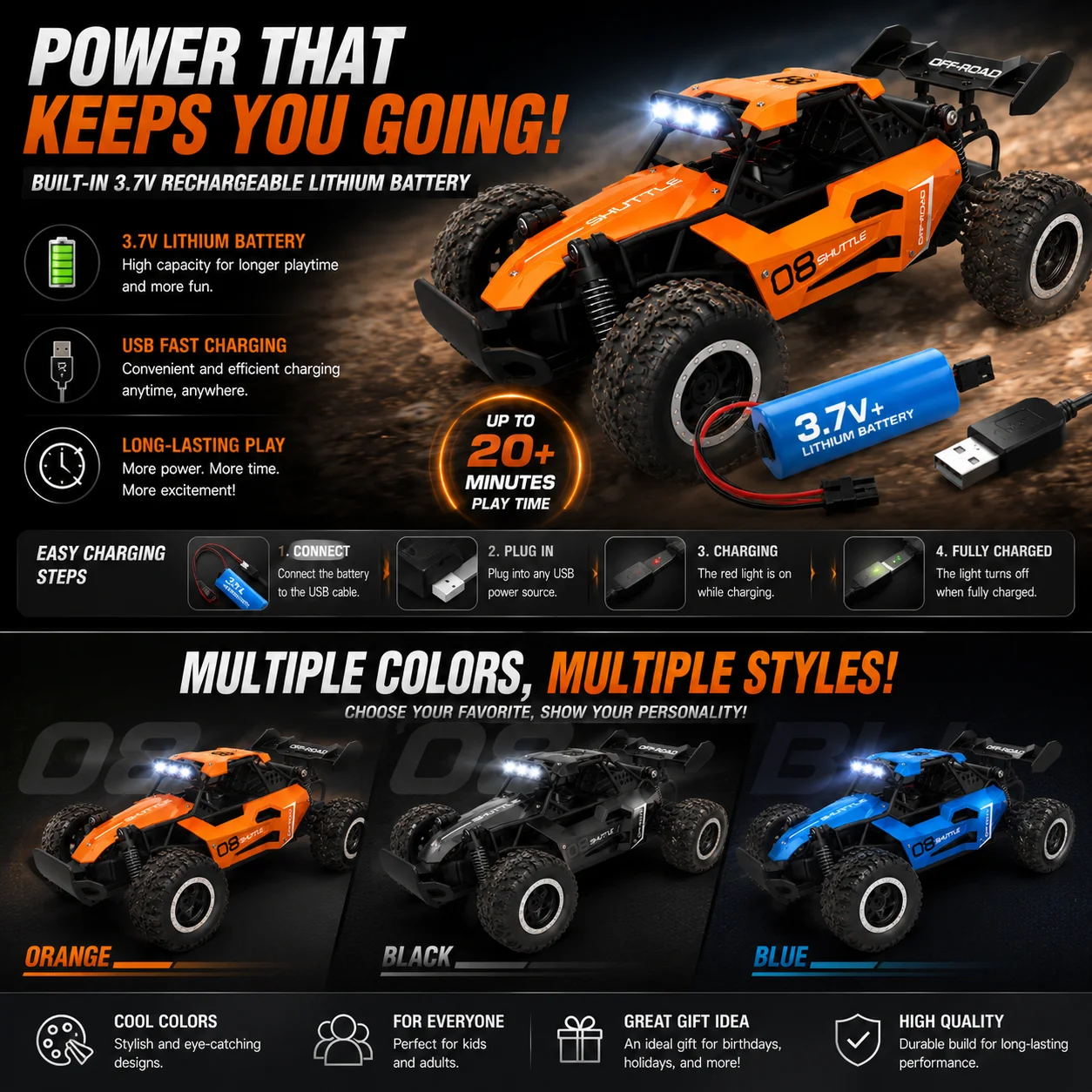 Auto RC 4WD 2.4GHz Fuoristrada - 48 km/h