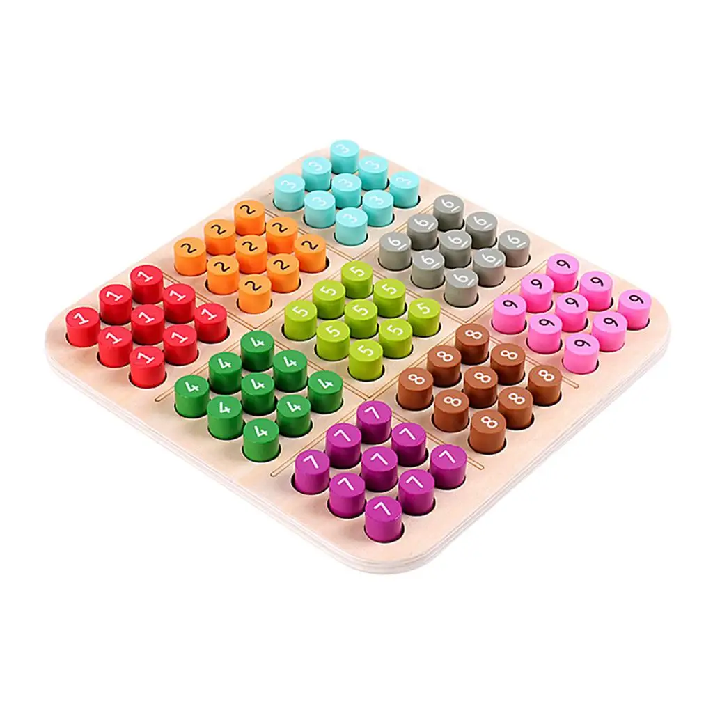 Wooden Sudoku Puzzles Board Game, Math Mini Desktop Game , Educational , Brain Teaser for Travel, Activity, Adults