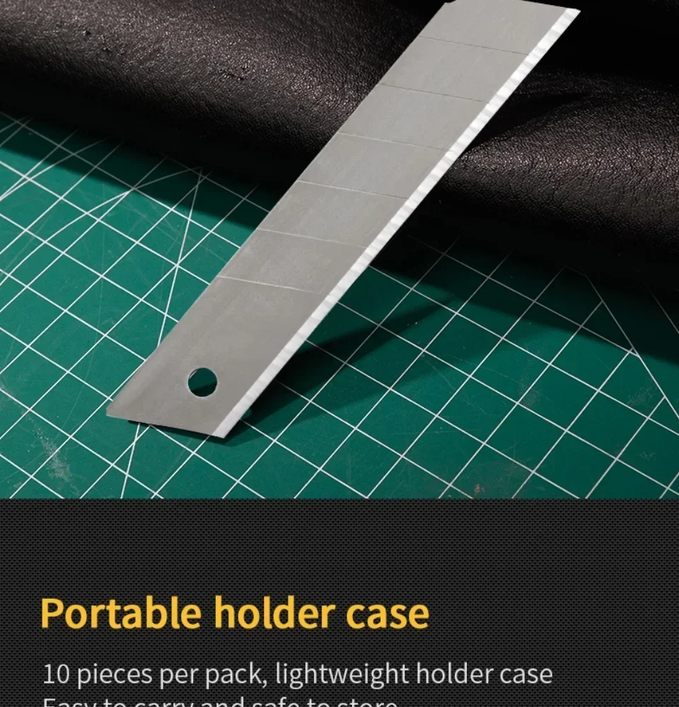 Deli 10Pcs Utility Knife Blades, Snap off Knife Blades for Retractable Box Cutters and Knife, Stainless Steel Blade Refill Set