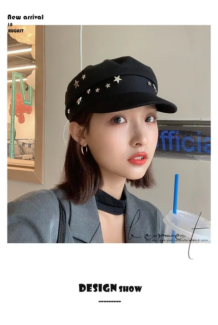Women's Beret Hat Cotton Navy Style British Retro Painter Cap_voghion.com
