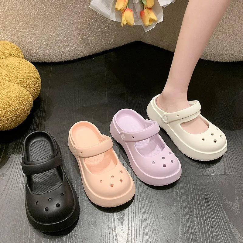 

Сандалии женские легкие из ЭВА, повседневные садовые тапки для улицы, нескользящая толстая подошва, сланцы, летняя обувь для пар, 4 см