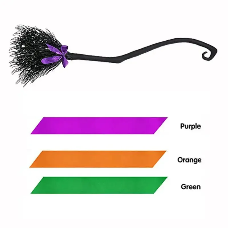Multicolour Halloween Magic Broom Wacky Witch Brooms With Colorful Ribbon Cosplay Dress Up Halloween Party & Holiday Decorations