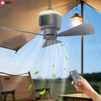 Ventilateur de plafond portable sans fil 12000 mAh pour tente de camping, rechargeable, avec éclairage et télécommande 1