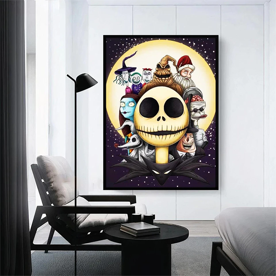Disney Printed Canvas Cross Stitch The Nightmare Before Christmas Full Kits Embroidery Jack DIY Halloween Needlework Wall Decor cross stitch kit