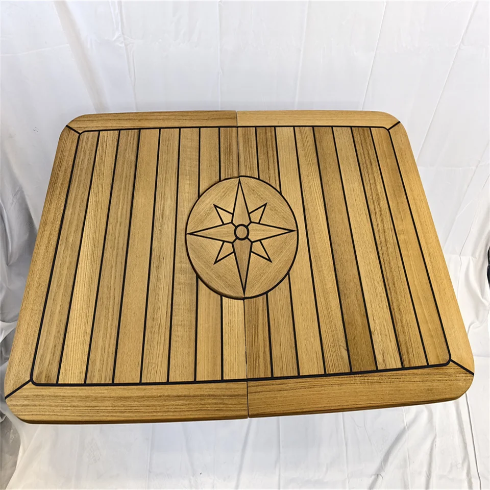 Tonneau Pliant En Teck Avec Incrustation étoiles - Pour Bateau, Yacht, Caravane - TC6595