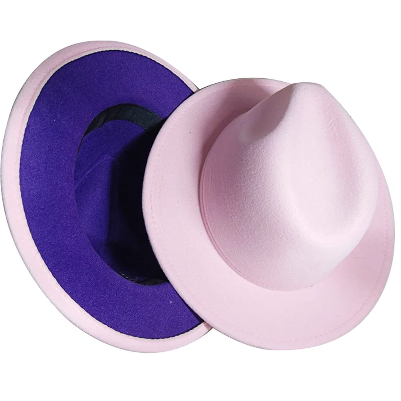 Wholesale Fedora hats New pink and purple dual color classic jazz hats Fedora hats for men and women шляпа женская