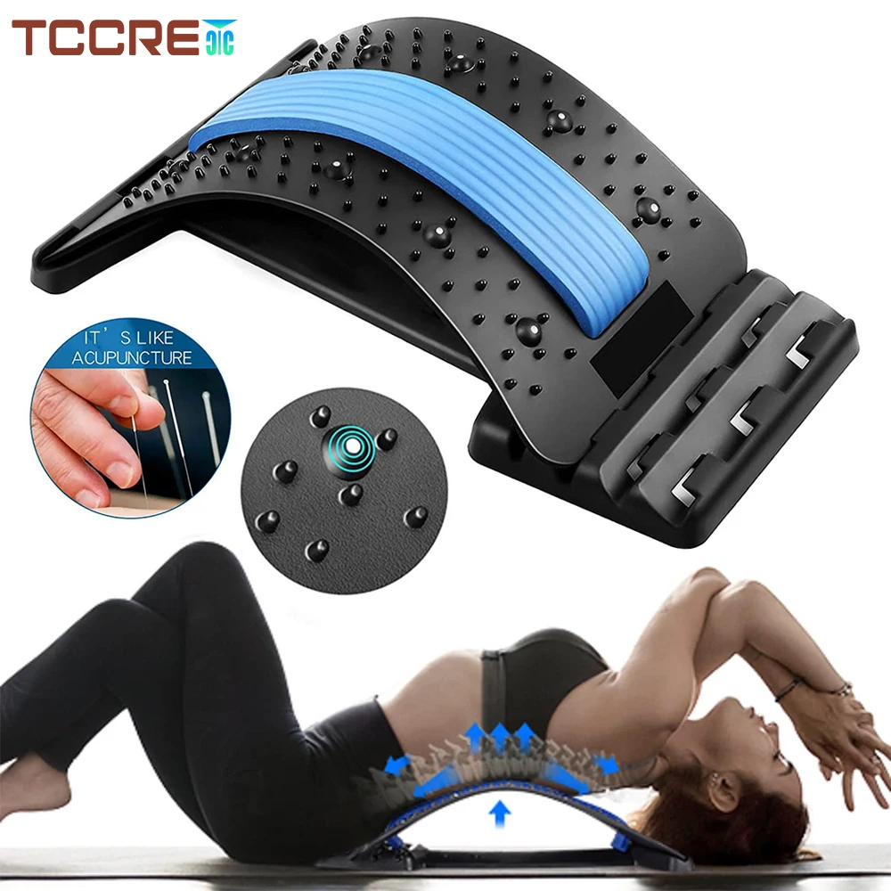 Adjustable 4 Levels Magnetic Back Stretcher Lumbar Spine Support Massager for Herniated Disc Sciatica Scoliosis Back Pain Relief adjustable back stretcher spinal support lumbar massager 4 level back stretcher herniated disc sciatica back muscle pain relief