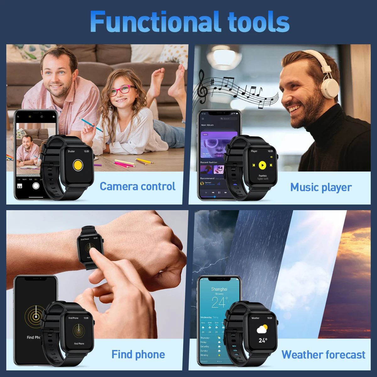 LIGE Men Smart Watches 1.83 Inch HD Display Answer Make Call Message Preview Sport Modes DIY Dial Weather Forecast For Women New